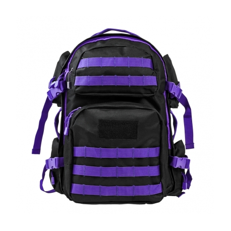 Tactical Backpack - Black with Purple Trim