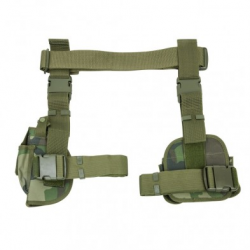 Drop Leg Holster & Mag Pouch X4 Woodland Camo