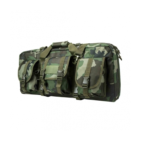 DELUXE AR & AK PISTOL, SUBGUN GUN CASE WITH 3 ACCESSORY POCKETS (28"L X 13"H)/ WOODLAND CAMO