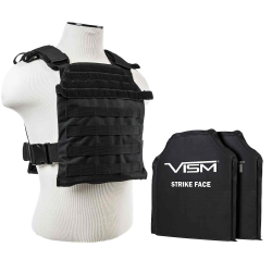 FAST PLATE CARRIER WITH 10"x12" LEVEL IIIA SHOOTER'S CUT 2X SOFT BALLISTIC PANELS/ BLACK