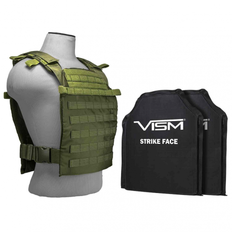 LARGER FAST PLATE CARRIER WITH 11"X14' LEVEL IIIA SHOOTER'S CUT 2X SOFT BALLISTIC PANELS/ GREEN
