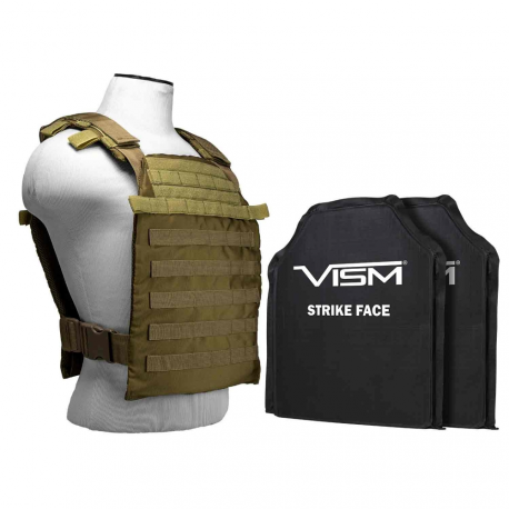 LARGER FAST PLATE CARRIER WITH 11"X14' LEVEL III+ PE SHOOTER'S CUT 2X HARD BALLISTIC PLATES/ TAN