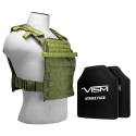FAST PLATE CARRIER WITH 10"X12' LEVEL III+ PE SHOOTER'S CUT 2X HARD BALLISTIC PLATES/ GREEN