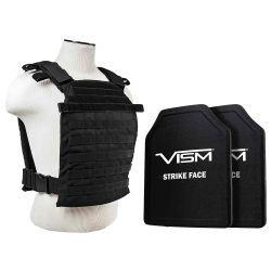 LARGER FAST PLATE CARRIER WITH 11"X14' LEVEL III+ PE SHOOTER'S CUT 2X HARD BALLISTIC PLATES/ BLACK