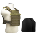 FAST PLATE CARRIER WITH 10"X12' LEVEL IIIA SHOOTER'S CUT 2X HARD BALLISTIC PLATES/ TAN