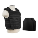 EXPERT PLATE CARRIER WITH 10"X12' LEVEL IIIA SHOOTER'S CUT 2X HARD BALLISTIC PLATES/ BLACK