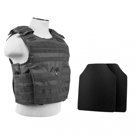 EXPERT PLATE CARRIER WITH 10"X12' LEVEL IIIA SHOOTER'S CUT 2X HARD BALLISTIC PLATES/ URBAN GRAY