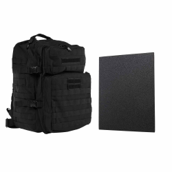 ASSAULT BACKPACK WITH 11"x14" LEVEL IIIA HARD BALLISTIC PLATE/ BLACK