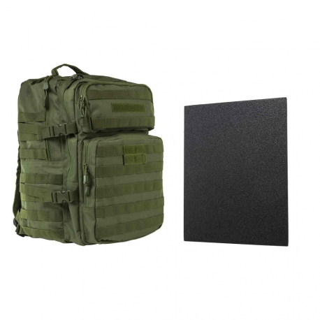 ASSAULT BACKPACK WITH 11"x14" LEVEL IIIA HARD BALLISTIC PLATE/ GREEN