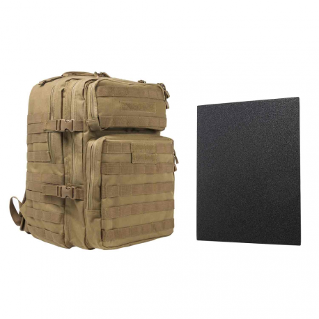 ASSAULT BACKPACK WITH 11"x14" LEVEL IIIA HARD BALLISTIC PLATE/ TAN