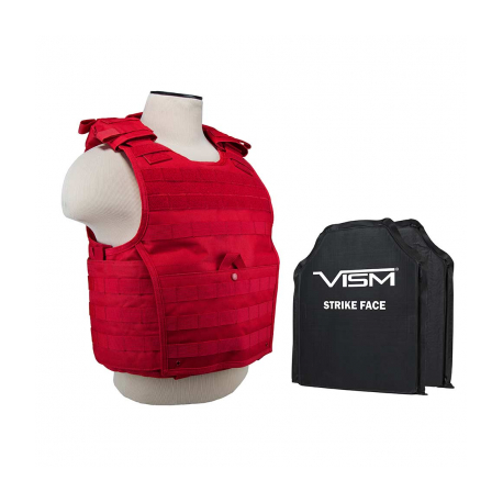 Expert Plate Carrier Vest (Med-2xl) With 10"X12' Level Iiia Shooters Cut 2x Soft Ballistic Panels/ MED-2XL/ Red