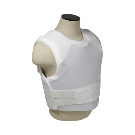 White Concealed Carrier Vest with two Level IIIA Ballistic panels